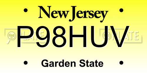 P98HUV New Jersey License Plate