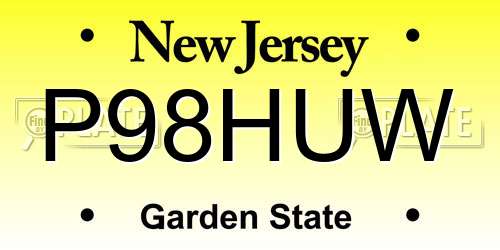 P98HUW New Jersey License Plate