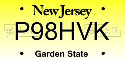 P98HVK New Jersey License Plate