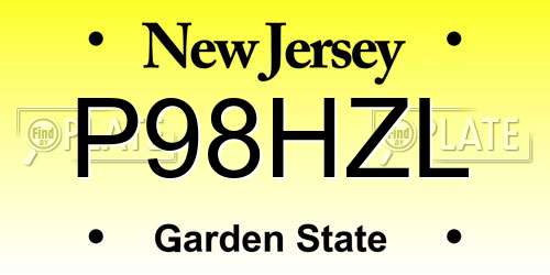 P98HZL New Jersey License Plate
