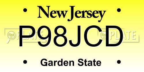 P98JCD New Jersey License Plate