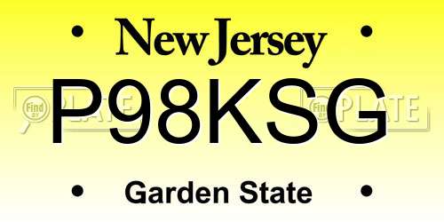 P98KSG New Jersey License Plate