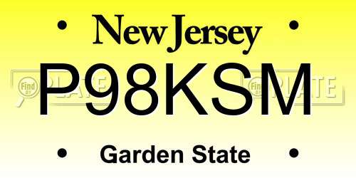 P98KSM New Jersey License Plate