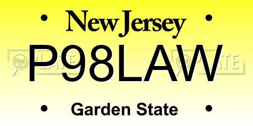 P98LAW New Jersey License Plate