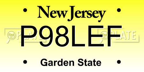 P98LEF New Jersey License Plate