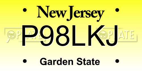 P98LKJ New Jersey License Plate