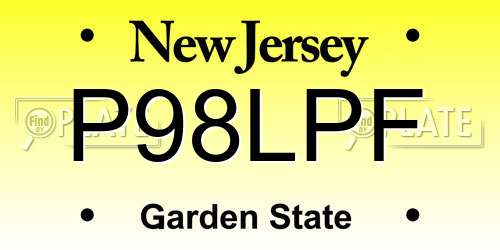 P98LPF New Jersey License Plate