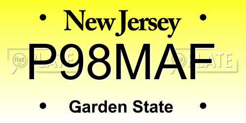 P98MAF New Jersey License Plate