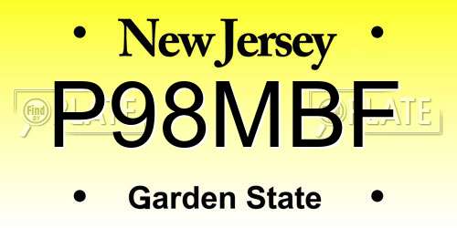 P98MBF New Jersey License Plate