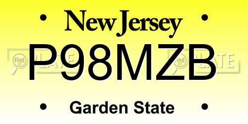 P98MZB New Jersey License Plate