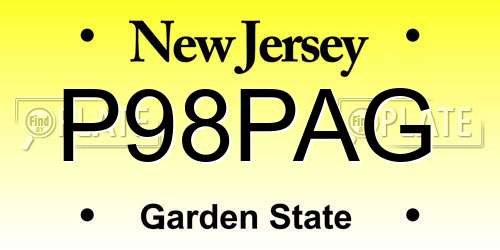 P98PAG New Jersey License Plate