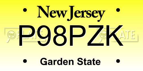 P98PZK New Jersey License Plate
