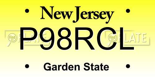 P98RCL New Jersey License Plate