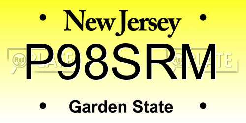 P98SRM New Jersey License Plate
