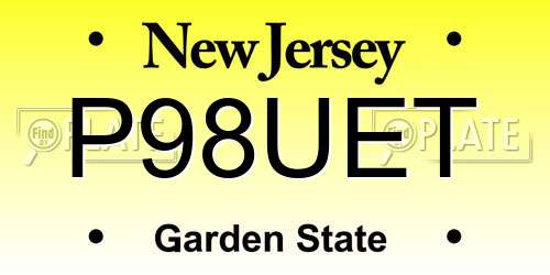 P98UET New Jersey License Plate