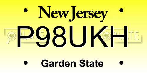 P98UKH New Jersey License Plate