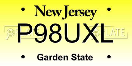 P98UXL New Jersey License Plate