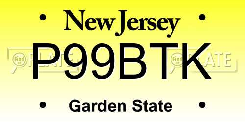 P99BTK New Jersey License Plate