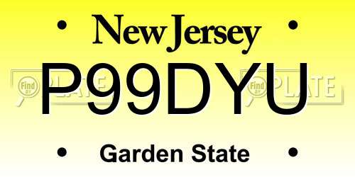 P99DYU New Jersey License Plate