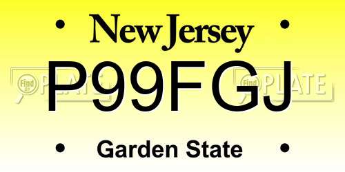 P99FGJ New Jersey License Plate