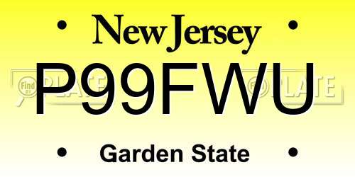 P99FWU New Jersey License Plate