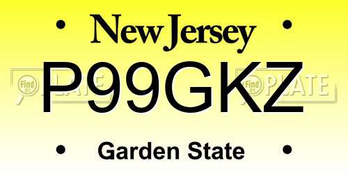 P99GKZ New Jersey License Plate
