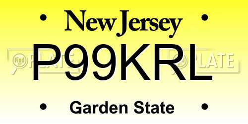 P99KRL New Jersey License Plate