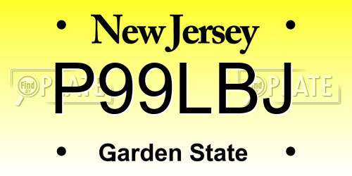 P99LBJ New Jersey License Plate