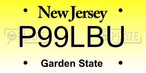 P99LBU New Jersey License Plate