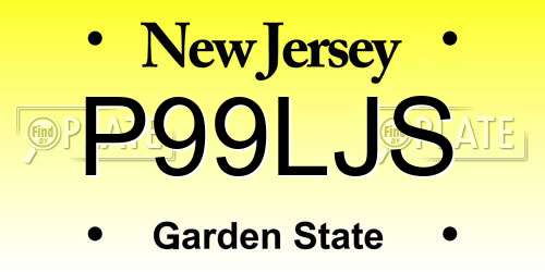 P99LJS New Jersey License Plate