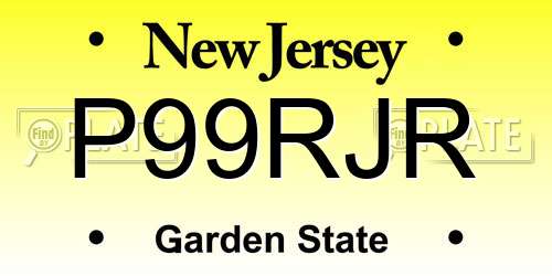 P99RJR New Jersey License Plate