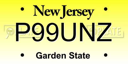 P99UNZ New Jersey License Plate