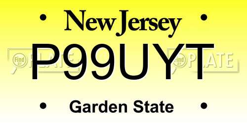 P99UYT New Jersey License Plate