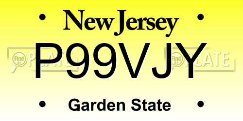 P99VJY New Jersey License Plate