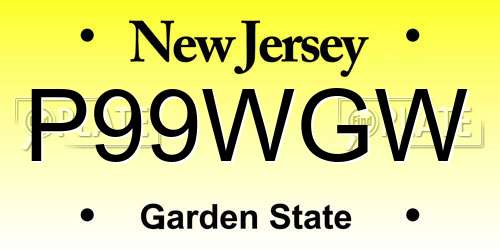 P99WGW New Jersey License Plate
