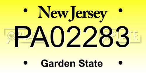 PA02283 New Jersey License Plate
