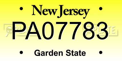 PA07783 New Jersey License Plate
