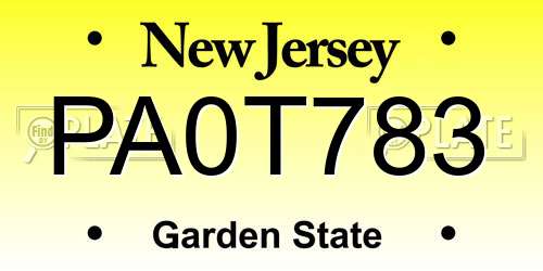 PA0T783 New Jersey License Plate