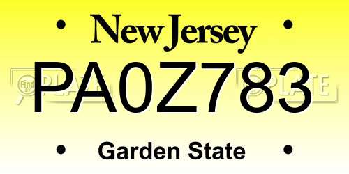 PA0Z783 New Jersey License Plate