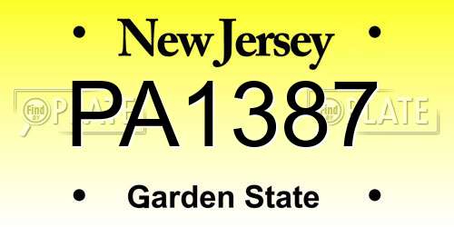 PA1387 New Jersey License Plate