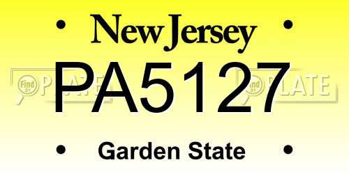 PA5127 New Jersey License Plate