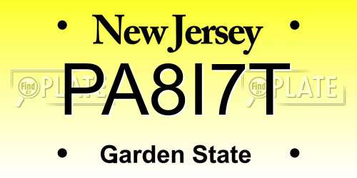 PA8I7T New Jersey License Plate