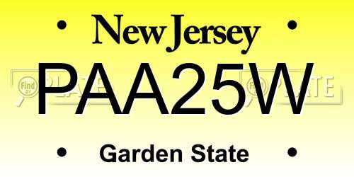 PAA25W New Jersey License Plate