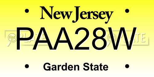 PAA28W New Jersey License Plate
