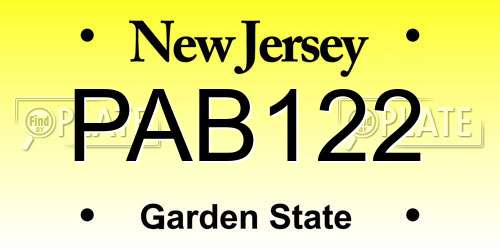 PAB122 New Jersey License Plate