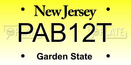 PAB12T New Jersey License Plate