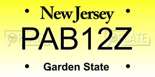 PAB12Z New Jersey License Plate