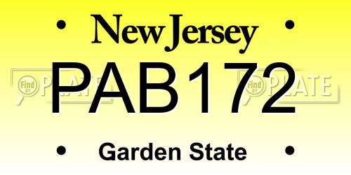 PAB172 New Jersey License Plate