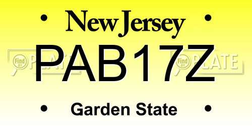 PAB17Z New Jersey License Plate