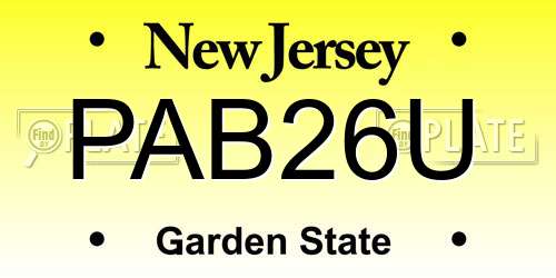 PAB26U New Jersey License Plate